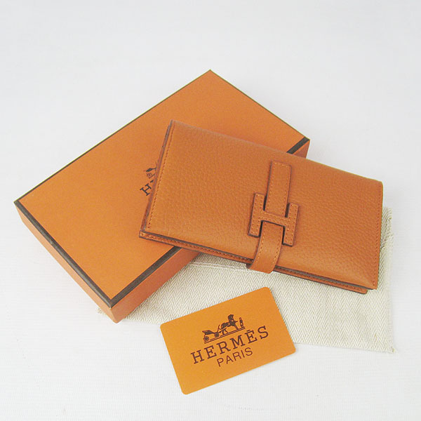 Hermes H015 Calf Leather Wallet Orange Bag
